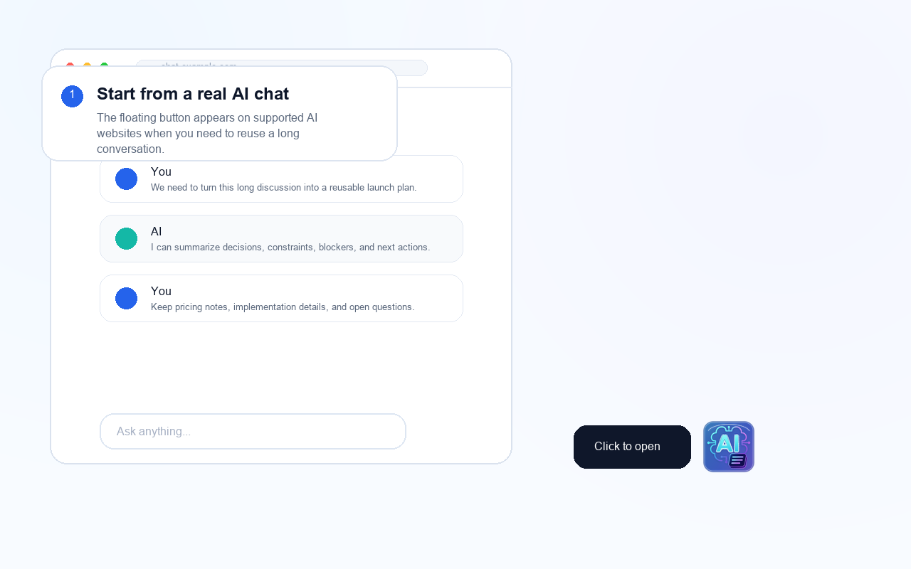 Floating button on an AI chat page