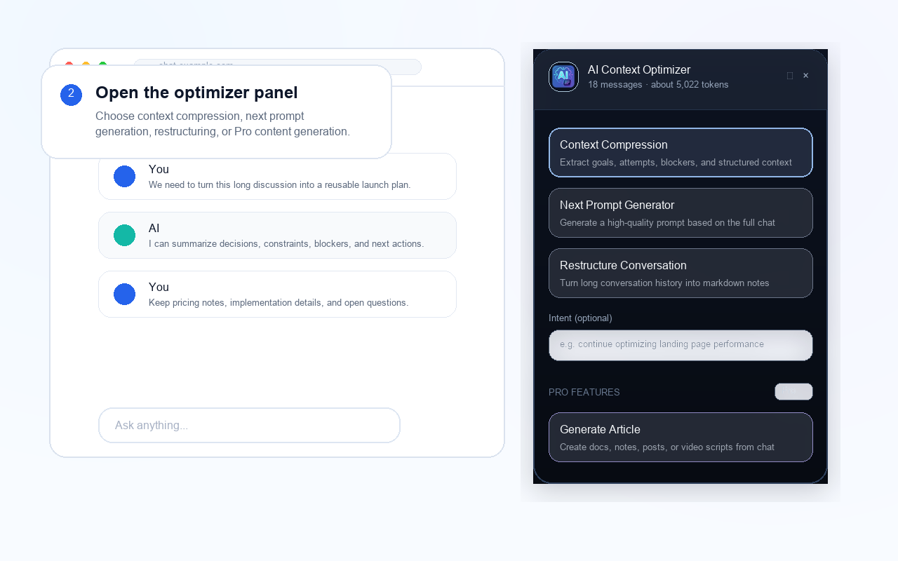 AI Context Optimizer side panel